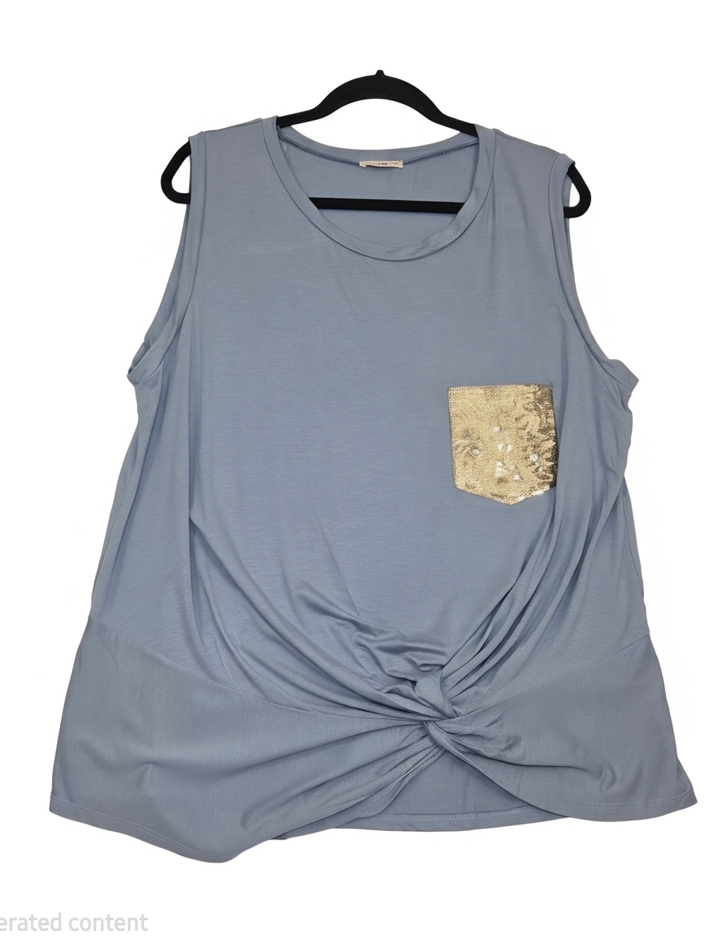 Sequin Pocket Light Blue Twist-Front Tank - Women's 2XL
